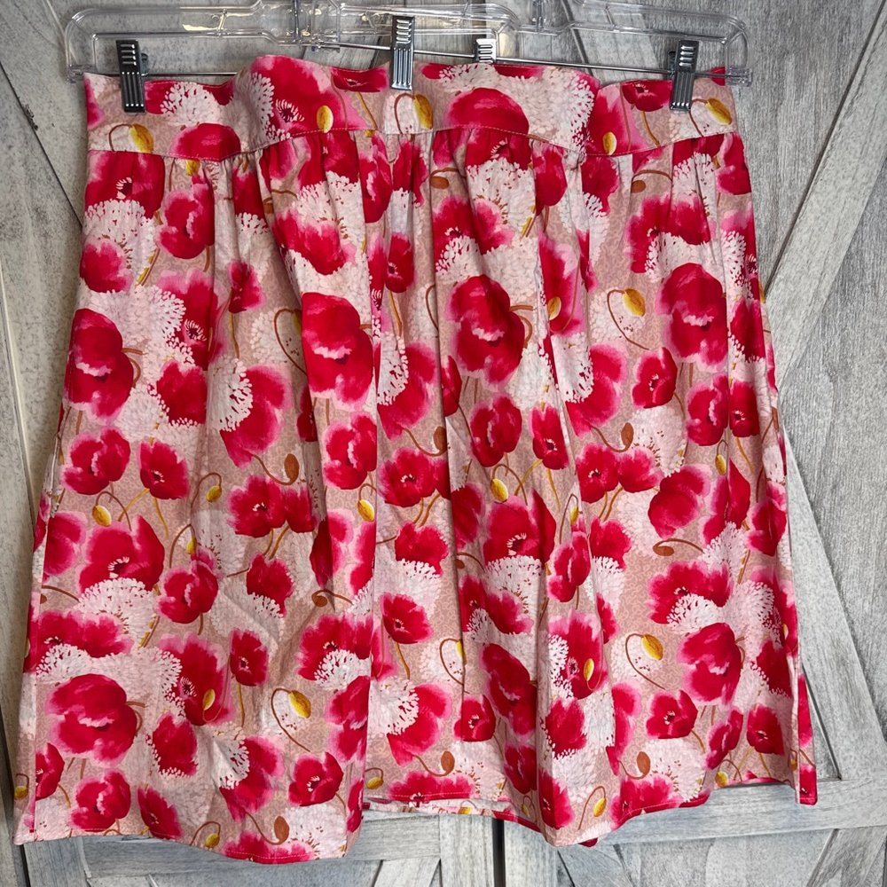 Women's RETROLICIOUS Red Pink Floral A-Line Skirt 3X - Picture 2 of 6